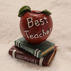"Best Teacher" Apple and Books Pen Holder